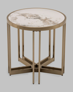 Журнальный столик Алиада 55х55 см светлая керамика сталь шампань