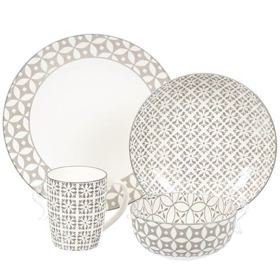 Сервиз столовый керам, 16 пр, 4 перс, Мозаика бежевый