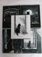 Тетради 48 листа А5+.  "Не просто коты...", общая, клетка. Формат А5+ (163*203 мм). Арт.120027. С полями. Комплект 5 шт.