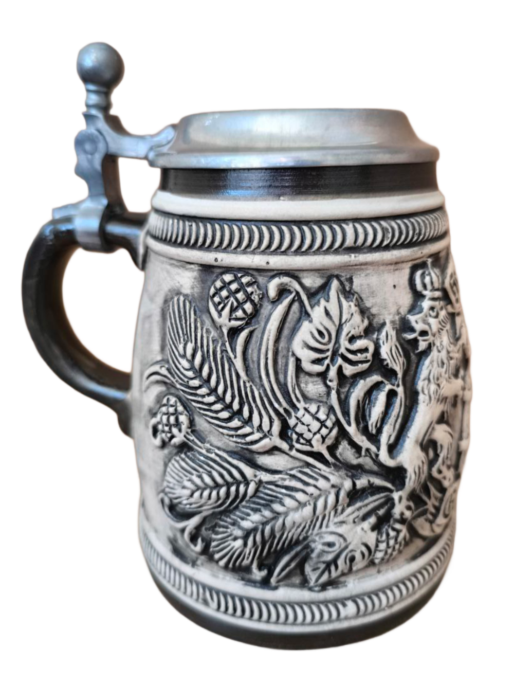Кружка пивная (керамика с оловянной крышкой) Германия