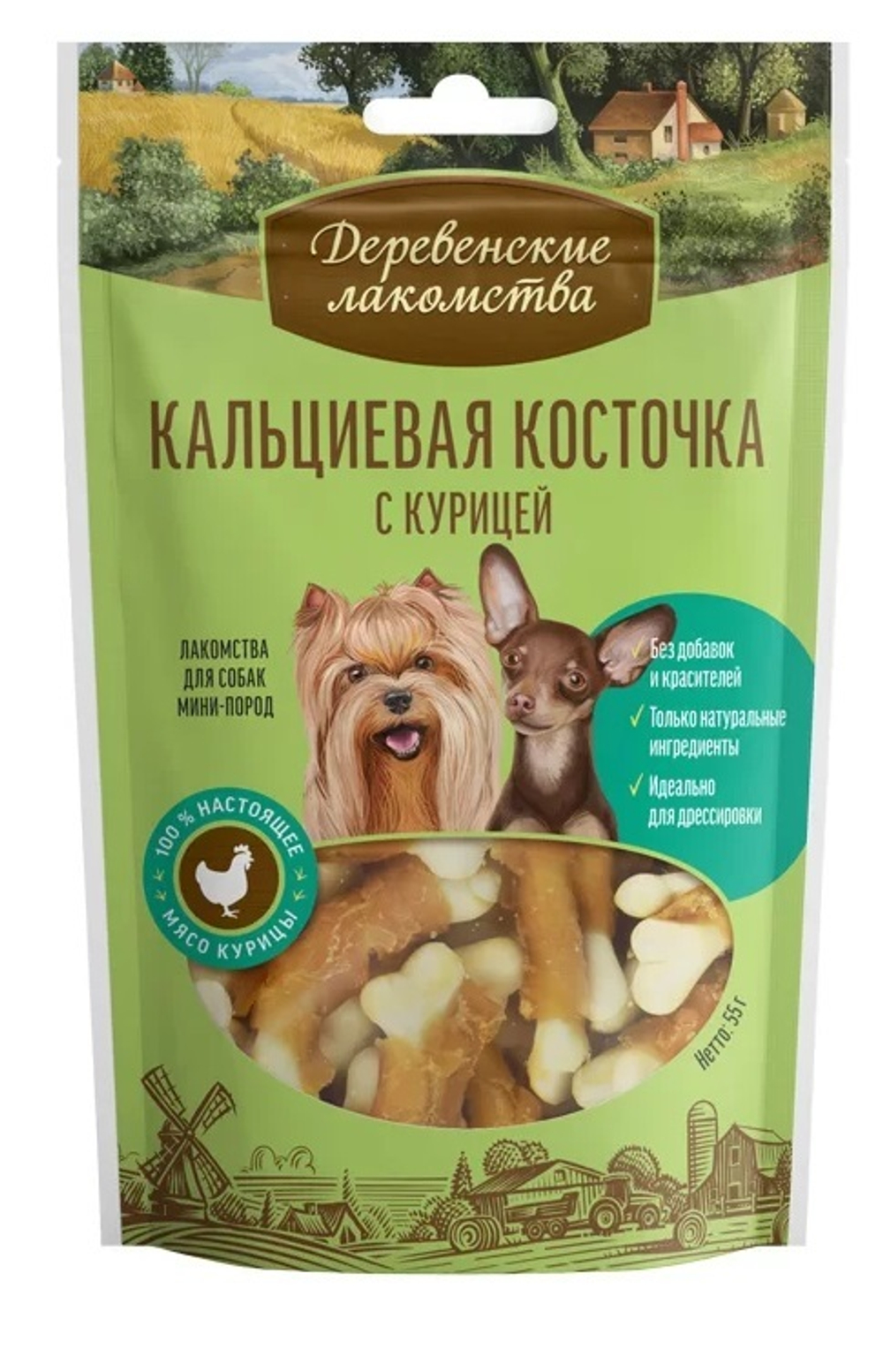 Лакомство Деревенское кальциевая косточка с курицей 55 гр