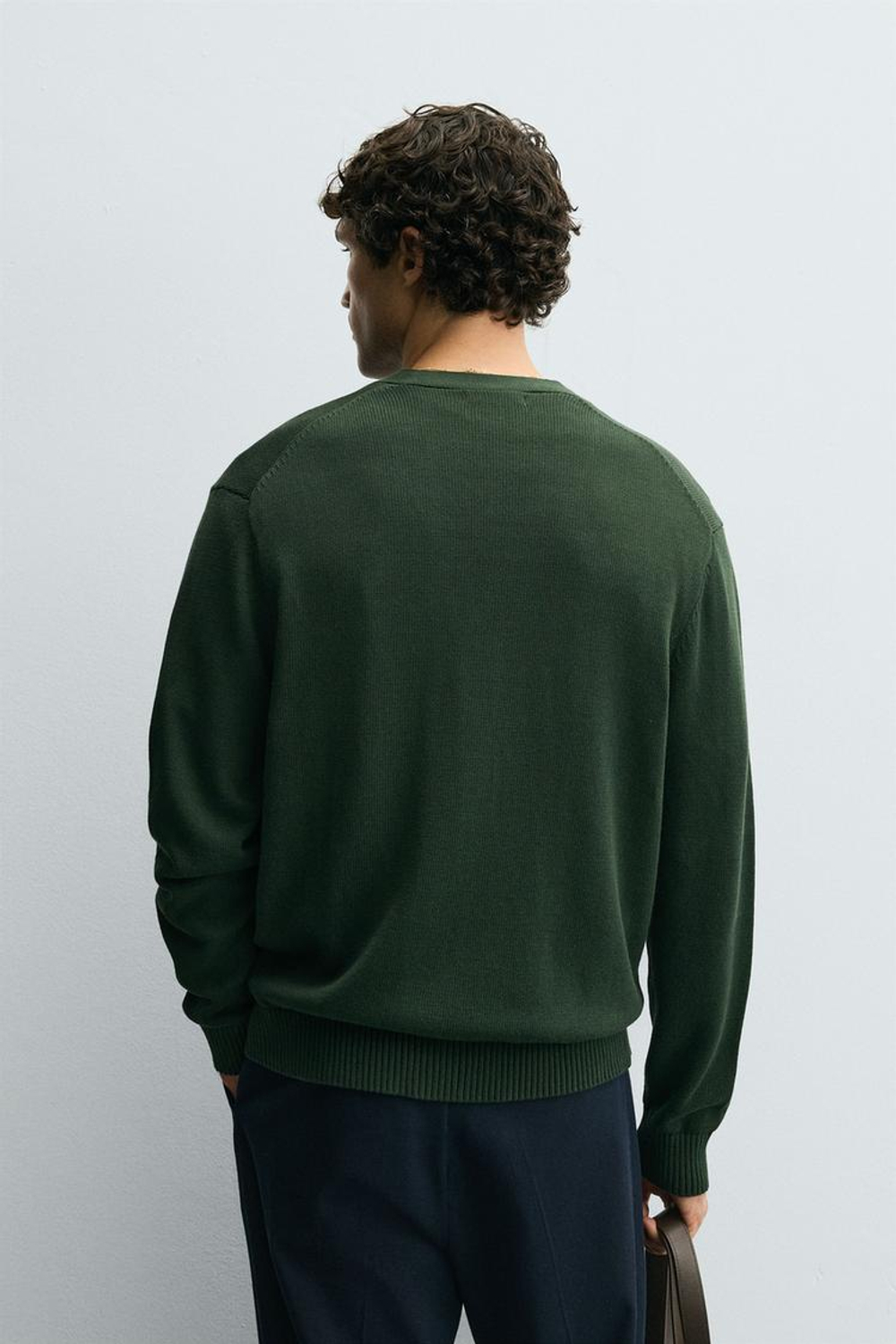 ZARA ХЛОПКОВЫЙ КАРДИГАН КЛАССИЧЕСКОГО КРОЯ, ЗЕЛЕНЫЙ