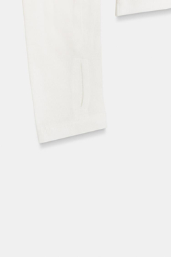 ZARA ХЛОПКОВАЯ ФУТБОЛКА С ДЛИННЫМИ РУКАВАМИ, ЖЕЛТОВАТО-БЕЛЫЙ