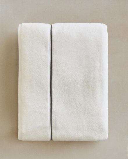 Zara Home - Банное полотенце с вышитым бордюром, серый, 90х150 см