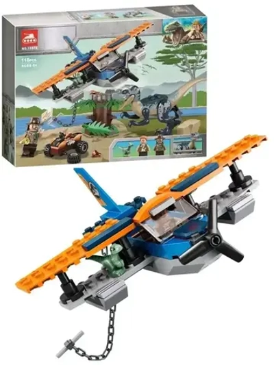Конструктор Велоцираптор Спасение на биплане 118 дет 11578