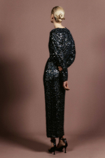 Платье миди из шифона с кристаллами