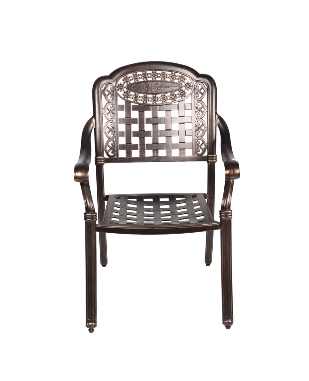 Обеденный комплект из литого алюминия стол Сандаловое дерево(118см) арт.74250 + 4 кресла Вулкан арт.N008 bronze-4