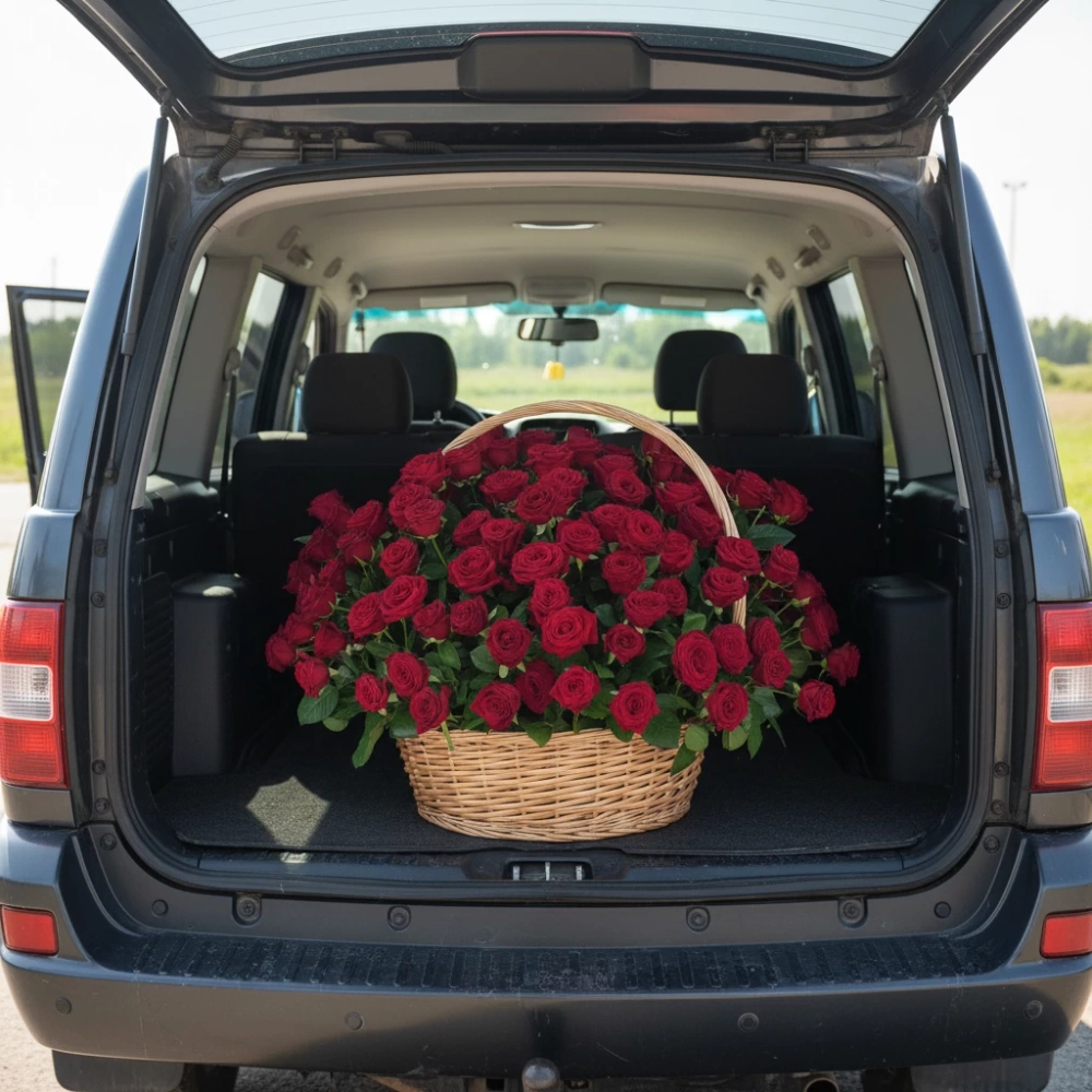 Доставка большого букета из роз.