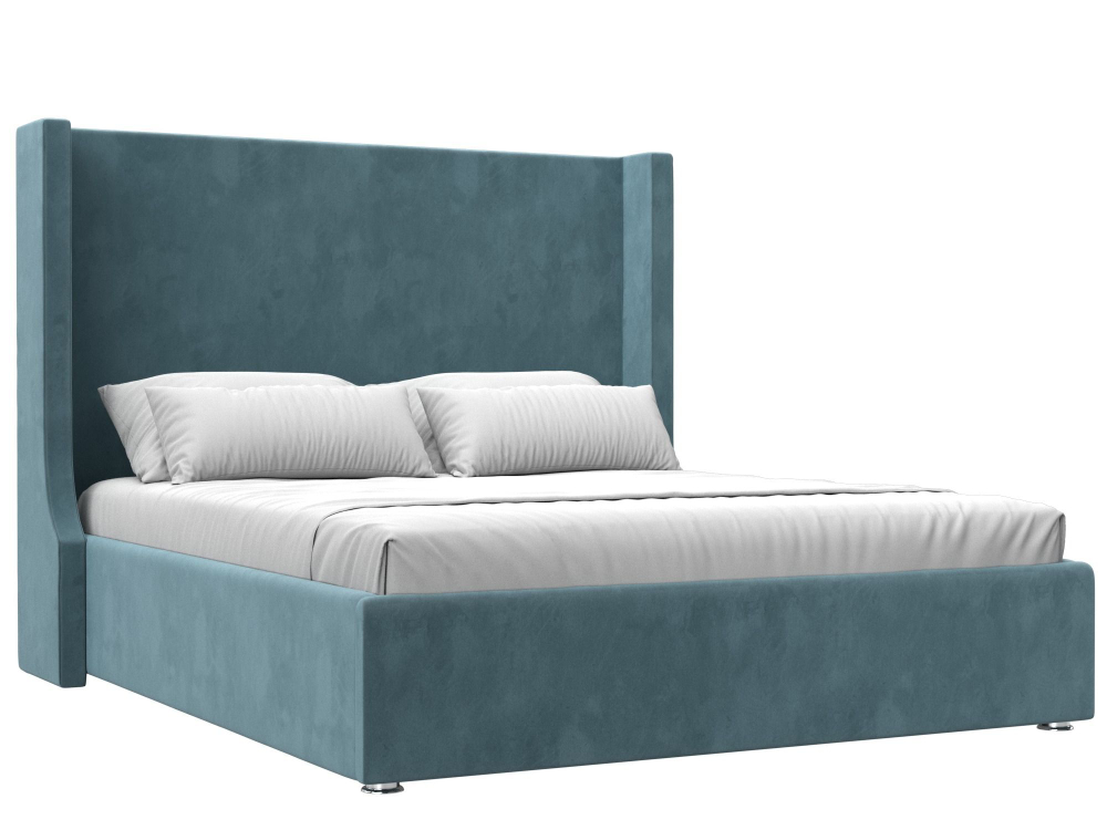 Кровать интерьерная Ларго 160, Бирюзовый, Велюр, 101318