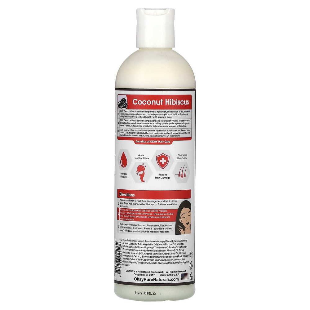Okay Pure Naturals, Кондиционер, кокос и гибискус, 355 мл (12 жидк. унц.)