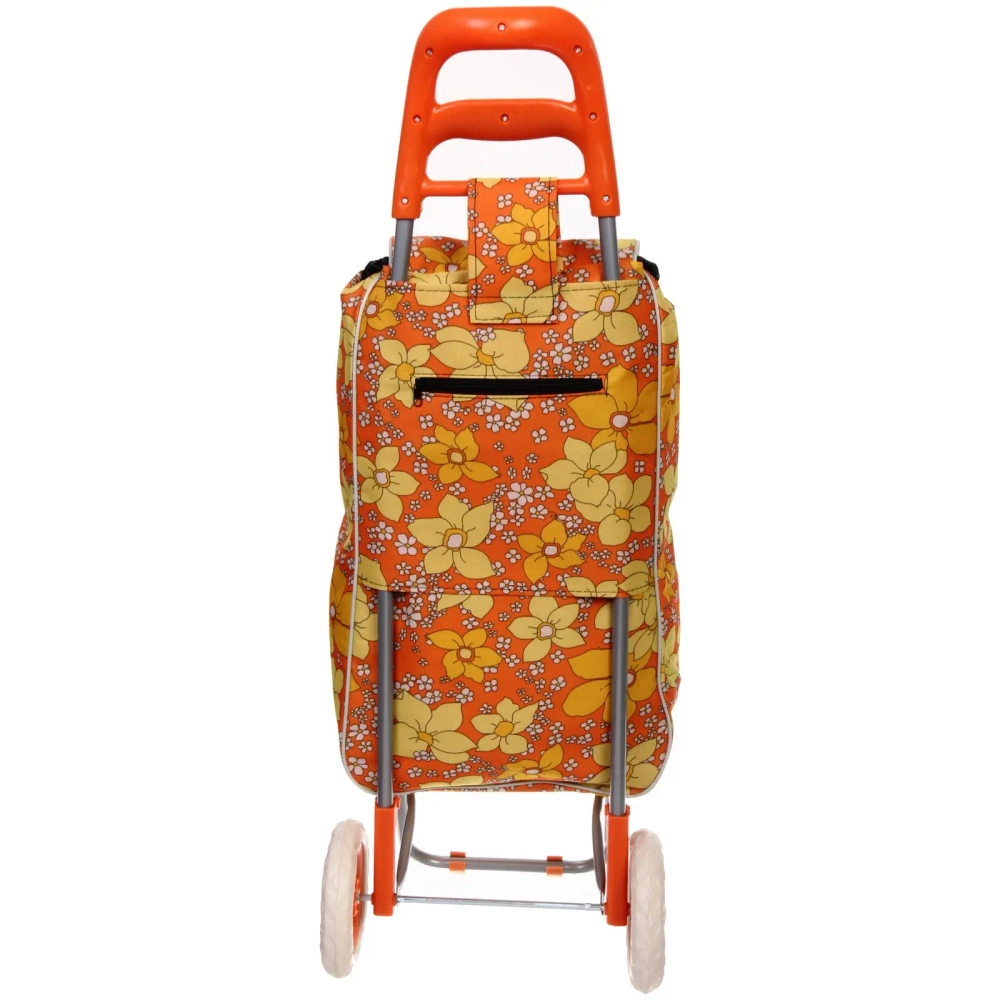 Тележка хозяйственная с сумкой (93*30*34см, колеса 16см,грузоподъемность до 30 кг) Оранжевая