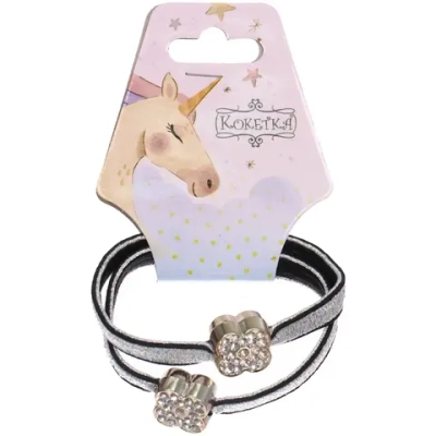 Резинки для волос 2шт «МАЛЬТА», цветочки, микс 6 цветов, d-5,5см (подвес Единорог)