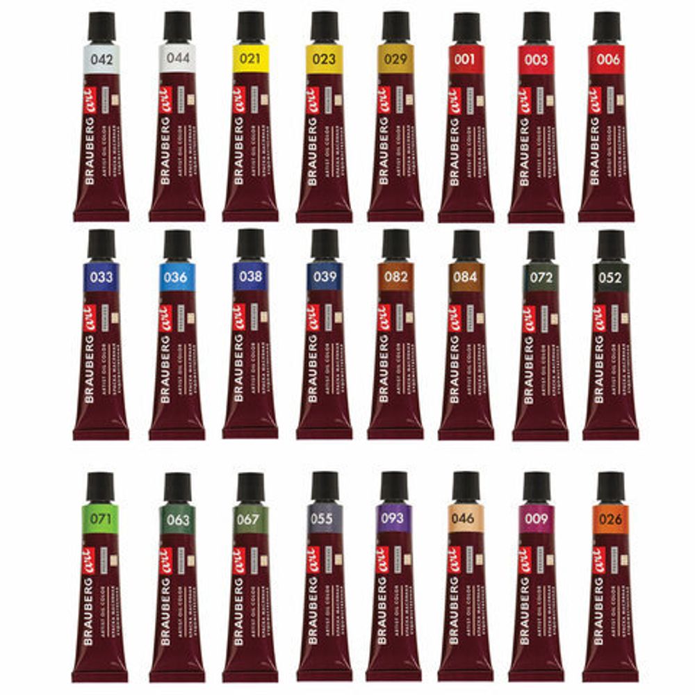 Краски масляные художественные BRAUBERG ART PREMIERE, 24 цв по 12 мл, проф. серия, в тубах, 191457