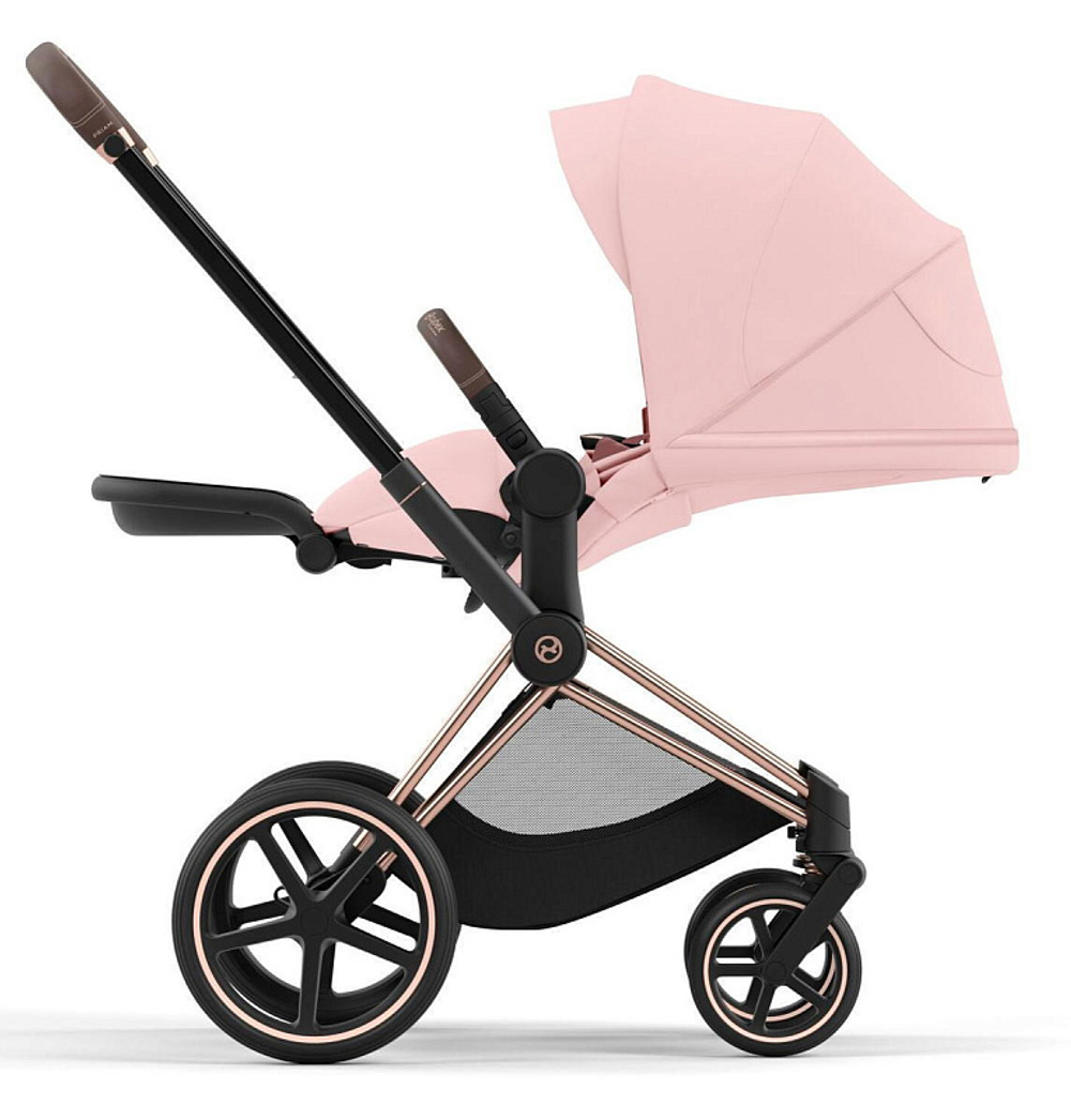 Коляска 3 в 1 Cybex Priam IV Rosegold complete и автокресло Cloud T i-Size Leaf Green Plus Peach Pink