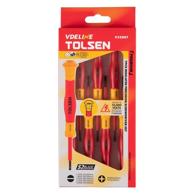 TOLSEN (TTV32007) Набор отверток диэлектрических, прецизионных, 7 предметов