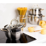 Кастрюля нерж, 4.3 л, с крыш, Daniks, Мадрид Gold, SD-322G, индукц