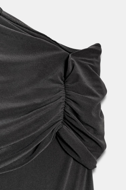 ZARA БОДИ АСИММЕТРИЧНОГО КРОЯ СО СБОРКАМИ, АНТРАЦИТОВО-СЕРЫЙ