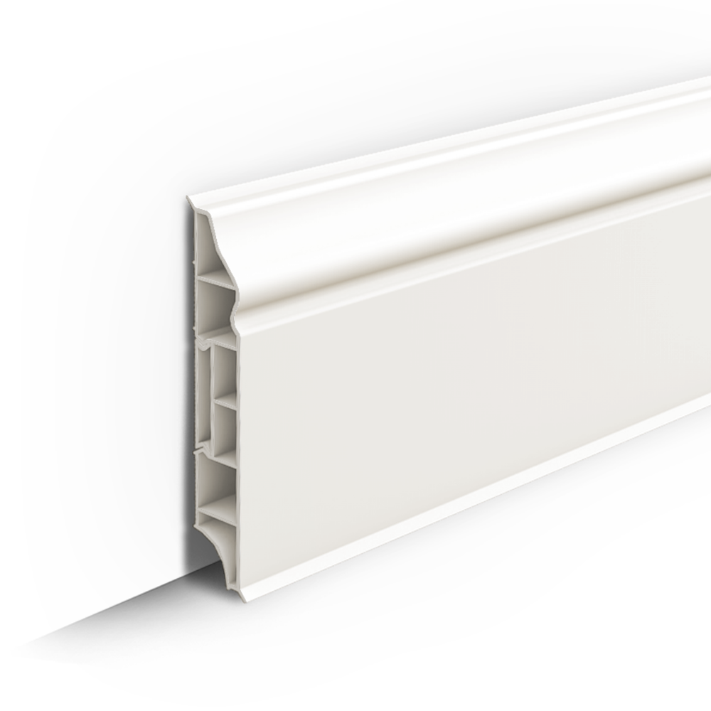 Плинтус напольный IDEAL Дюра фигурный 037 Молочно-белый 80x16x2200 мм