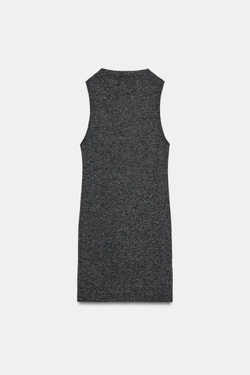 ZARA КОРОТКОЕ МЯГКОЕ ПЛАТЬЕ С ПУГОВИЦАМИ, АНТРАЦИТОВО-СЕРЫЙ