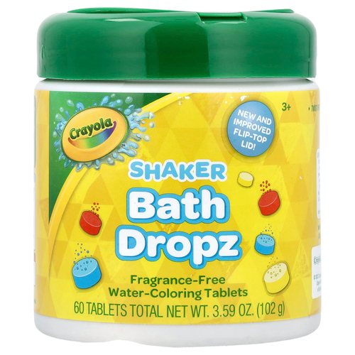 Crayola, Shaker Bath Dropz, для детей старше 3 лет, без отдушек, 60 таблеток, 102 г (3,59 унции)