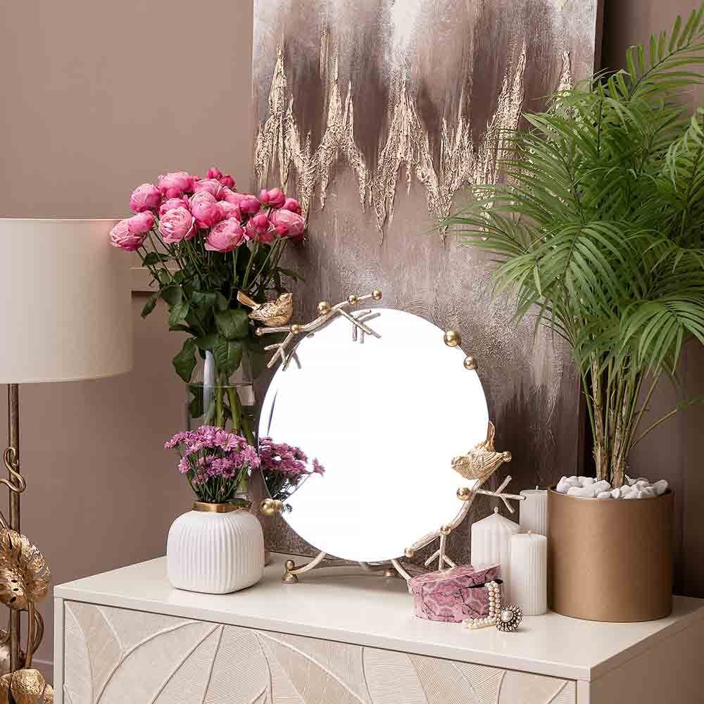 Зеркало Терра настольное Айвори Мраморное золото