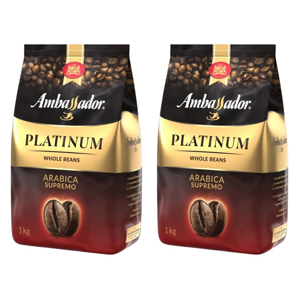 Кофе в зернах Ambassador Platinum 1 кг, 2 шт