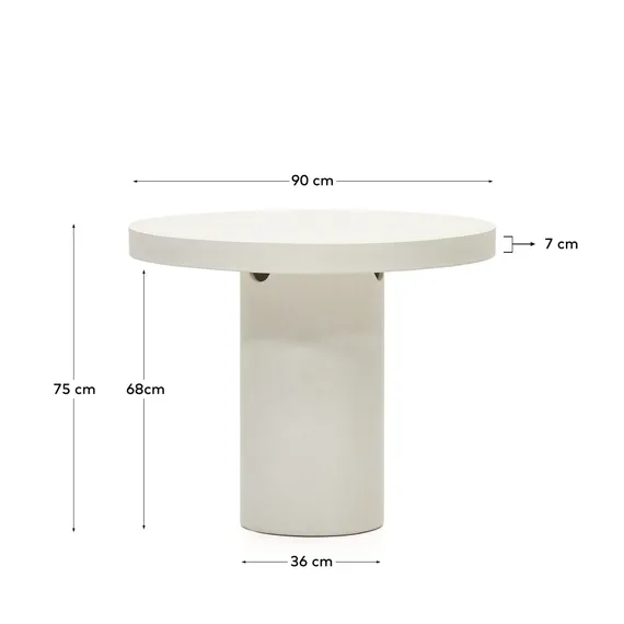 Стол Aiguablava, Ø90 см, белый цемент