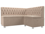 Диван кухонный угловой Мирта правый угол, Бежевый, Велюр, 107586