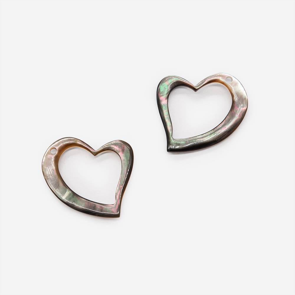 Сердечко из перламутра морских ракушек, 27мм, черный