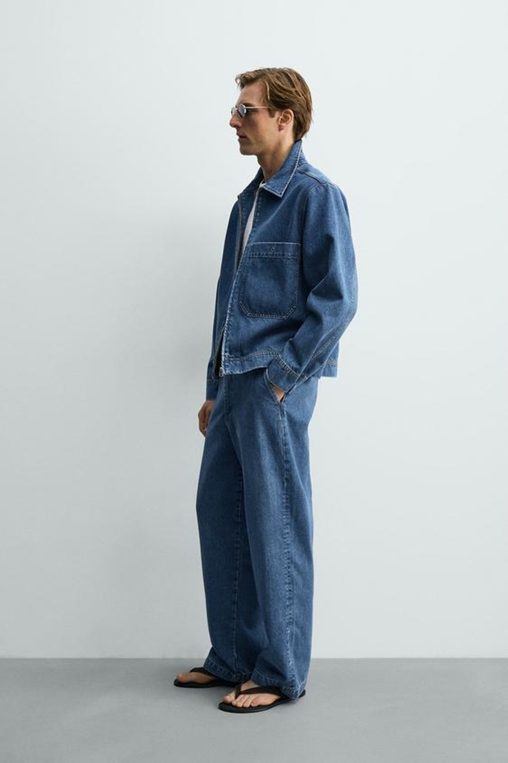 ZARA ДЖИНСЫ ЧИНОС STRAIGHT FIT, СИНИЙ