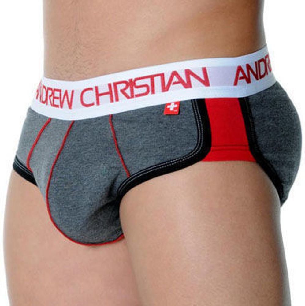 Мужские трусы брифы с задним пуш ап Andrew Christian Active Shape Grey Brief AC54