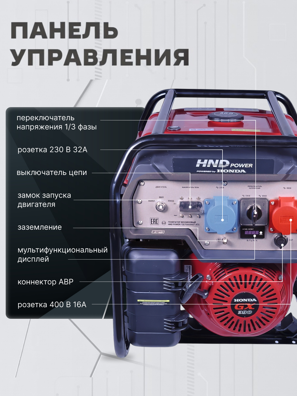 Генератор HND GE7000XNST ATS