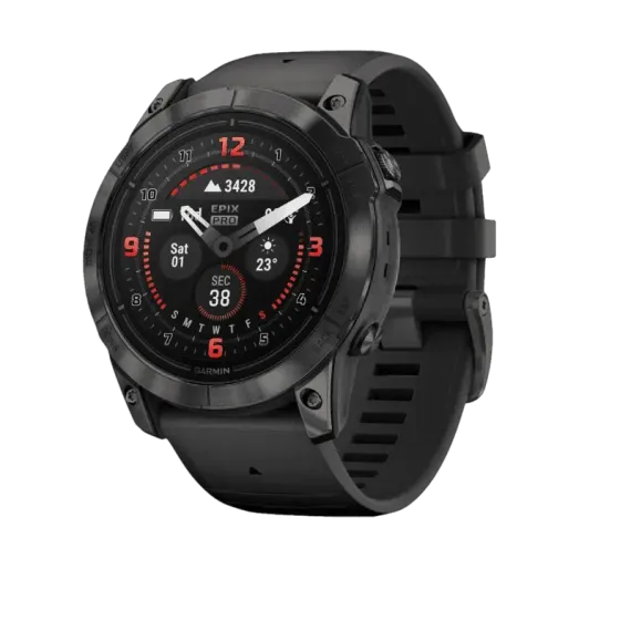 Garmin epix Pro (Gen 2) Sapphire Edition 51 мм, титановый угольно-серый, DLC, черный силиконовый ремешок