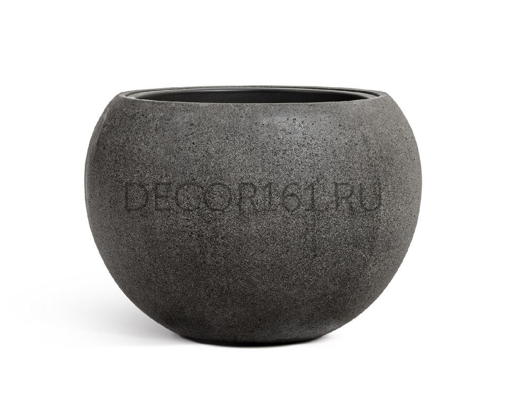 Кашпо TREEZ Effectory Stone Большая полусфера Тёмно-серый камень д-60 см, в-43 см 41.3319-01-025-GR-60
