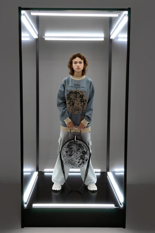 Круглая сумка Луна, цвет темно-серый, черный