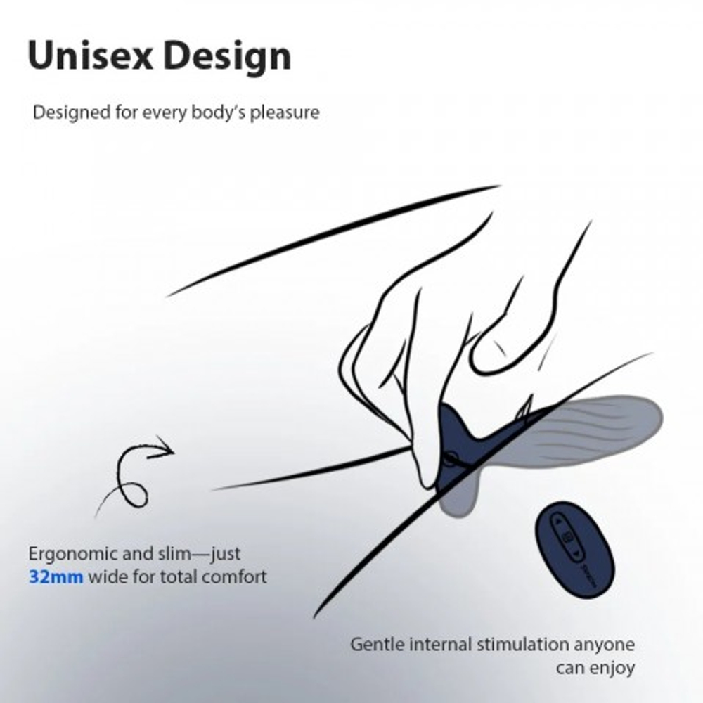 Анальная вибропробка Jordan темно-синяя с поступательными движениями от SVAKOM