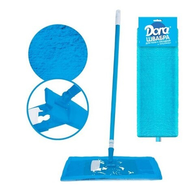 Швабра с телескопической ручкой для пола Dora с насадкой из микрофибры длина рукоятки 130 см