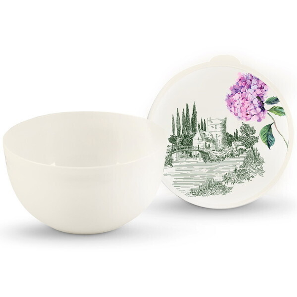 Миска пластиковая 0,6л с крышкой «Toile de Jouy»