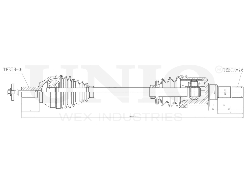 Привод в сборе передний левый UNIO CVJ-10115