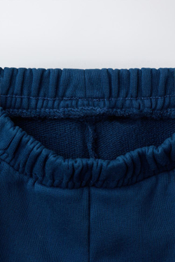 ZARA КОМПЛЕКТ ИЗ ТОЛСТОВКИ И БРЮК WIDE LEG С НАШИВКОЙ, СИНИЙ