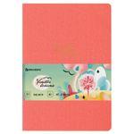 Тетрадь 48 л. в клетку обложка кожзам под лён, сшивка, A5 (147х210мм), КОРАЛЛОВЫЙ, BRAUBERG PASTEL, 403870