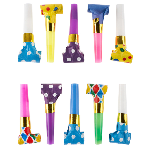 Карнавальные язычки гудки, Яркий микс, Ассорти, 6 см, 10 шт. в упак.