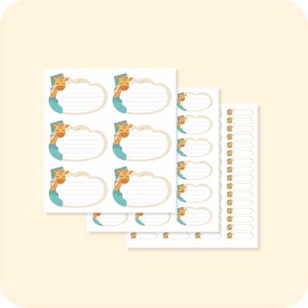 Наклейки для школьных принадлежностей. Жираф