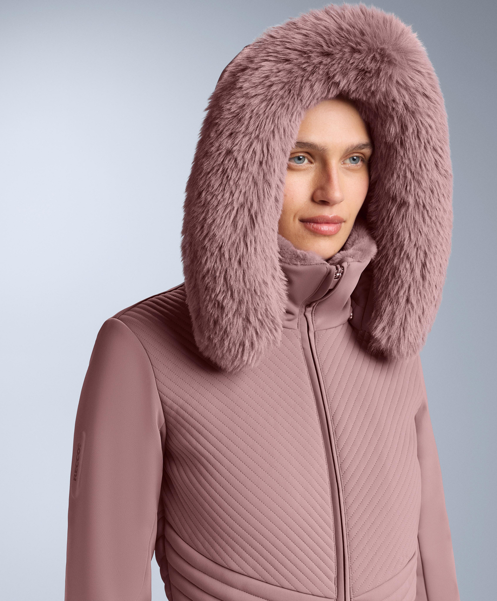 Oysho Водонепроницаемый облегающий эластичный горнолыжный комбинезон, фиолетово-розовый