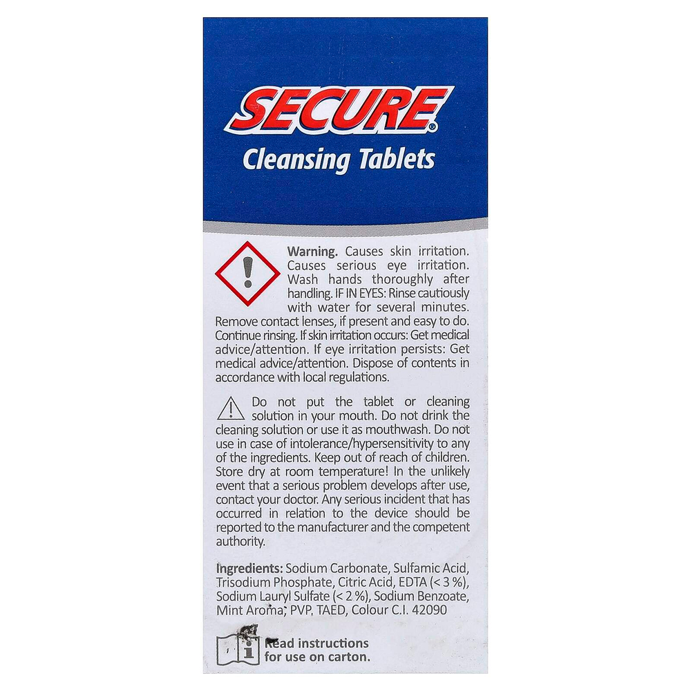 Secure Denture, очищающие таблетки, с уровнем pH 9, 32 таблетки