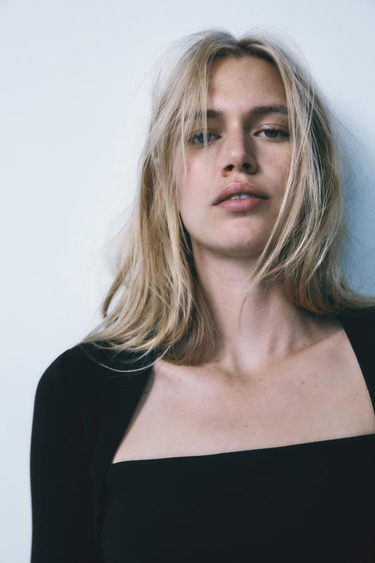 ZARA ТОП В РУБЧИК С КВАДРАТНЫМ ВЫРЕЗОМ, ЧЕРНЫЙ