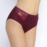 Трусы-слипы со средней посадкой и кружевными вставками (Размер: 52) (Цвет: бордовый)