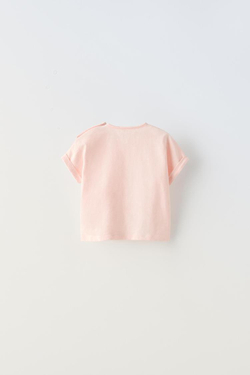 ZARA ФУТБОЛКА С ПУГОВИЦАМИ, ЦВЕТ РОЗОВОГО ДЕРЕВА