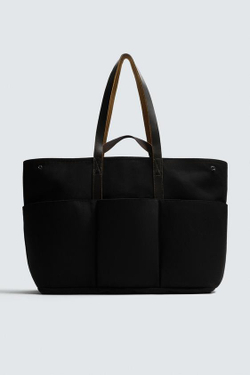 ZARA X AARON LEVINE ШОПЕР С КОЖАНЫМИ ДЕТАЛЯМИ, ЧЕРНЫЙ