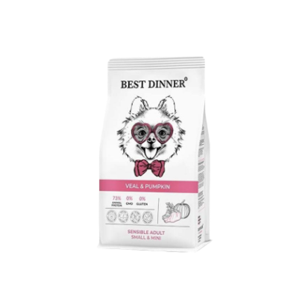 Сухой корм для собак мелких пород Best Dinner Dog Adult Mini 10кг телятина с тыквой